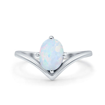 V Art Deco Wedding Ring Oval Lab Created White Opal 925 Sterling Silver